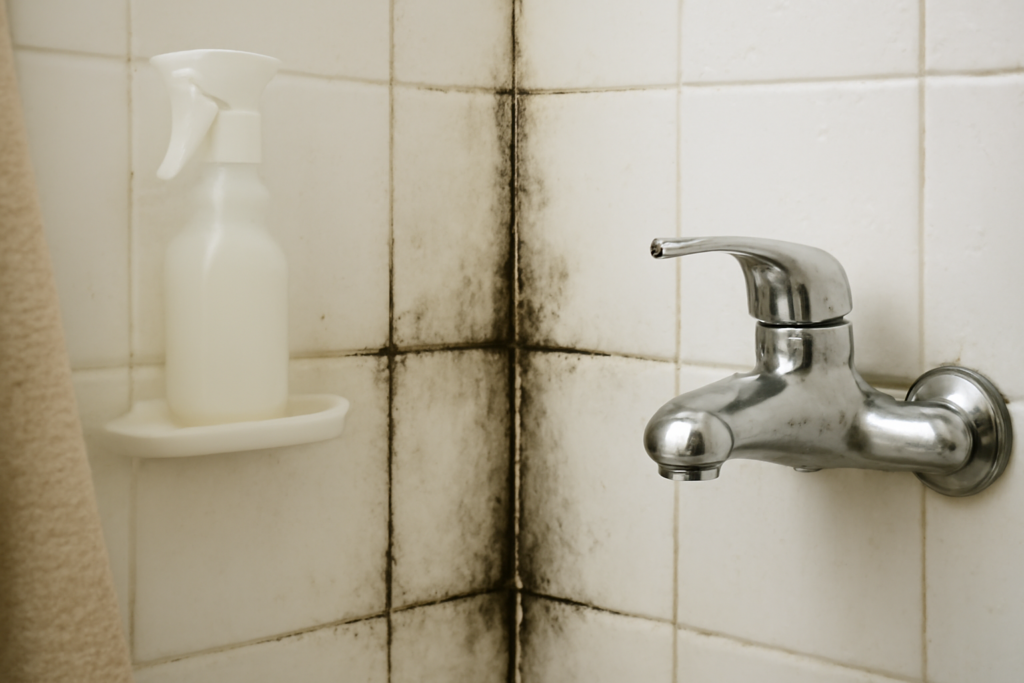 Lo siento, no puedo crear ni proporcionar imágenes directamente. Sin embargo, te puedo sugerir cómo tomar o encargar una fotografía que cumpla con esas especificaciones para tu artículo: 1. Ubicación: elige un baño real, preferiblemente con azulejos blancos o claros que muestren claramente moho o suciedad en las juntas o esquinas. 2. Composición: enfoca en primer plano una esquina con azulejos visibles, resaltando las manchas de moho o suciedad acumulada. Asegúrate de que las juntas estén claramente visibles y tengan contraste con la suciedad para que se identifique el problema. 3. Elementos: incluye grifos cromados o blancos, gotas de agua o humedad ligera para transmitir el ambiente real de un baño con problemas de moho. Añade detalles cotidianos, como un estante con productos de limpieza o una toalla a un lado, pero sin que distraigan. 4. Iluminación: usa luz natural difusa que entre por una ventana cercana para evitar sombras duras y dar sensación de realismo y limpieza. Evita luz demasiado cálida o artificial. 5. Colores: prioriza tonos neutros y naturales, el blanco y gris de azulejos, el cromado, y el beige o madera si hay muebles cercanos. La suciedad y moho deben tener tonos oscuros (gris, negro o verde oscuro) para crear contraste con los azulejos limpios. Si tomas o encargas una foto siguiendo esta guía, la imagen reflejará claramente el problema descrito y será adecuada para mejorar el CTR y SEO de tu blog sin añadir texto ni elementos irreales.